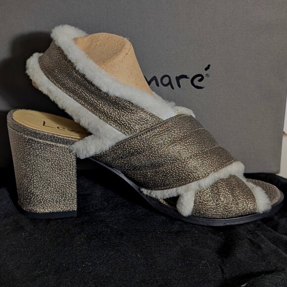 LEMARÉ NEW LEATHER Slingback heels EU 38 US 8 SHEARLING Lining MADE IN ITALY - Picture 6 of 13